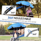 Umbrella 360°Adjustable Protection Stroller, 48.8" beach chair umbrella with clamp, high UV protection. 3 Adjustable areas 180°+360° for fishing, golf, beach, camping (chair not included)