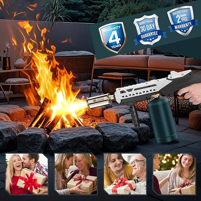 Propane Torch - Powerful Grill & Cooking Torch Gun - Adjustable Flamethrower - Culinary Blow Torch for Sous Vide, BBQ, Campfire, Charcoal Wood (Tank Not Included)