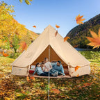 VEVOR Canvas Tent Bell, Yurt 4 Seasons for Camping with Stove Jack, Breathable Holds up to 4 People, Family Camping Outdoor Hunting Party