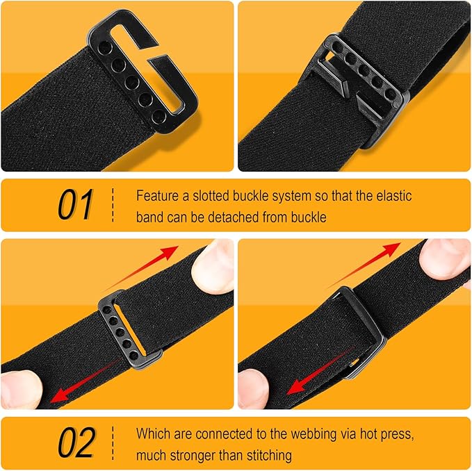4 Pack Headlamp Strap Replacement Headband, Elastic Headlight Strap Replacement for Black Diamond, Petzl, Energizer, Pelican, Fenix Headlamps 1”, Adjustable Width Comfortable Band (Silicone Anti-Slip)