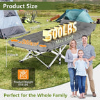Slendor Camping Cot, Folding Camping Cots for Adults, Portable Sleeping Cot with Carry Bag, 1200D Double Layer Oxford, Camp Cot Bed for Guest Travel, RV, Support 500lbs, Charcoal Grey