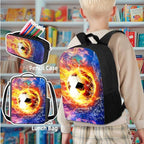Football School Backpack Set for Children Boys 4 in 1 Football Backpack with Insulated Lunchbox for Kindergarten Elementary Middle Large Capacity Travel Rucksack with Adjustable Strap