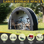 Happy Travel Bike Storage Shed Tent,Outdoor Portable Bicycle Storage Sheds with 210D Oxford Fabric PU4000 Waterproof for 2/3/4/6/8 Bikes,Bike Covers Shelter for Motorcycle,Garden Tools,Toys,Lawn Mower