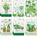 Zubebe 6 Pcs St. Patrick's Day Kitchen Towel Irish Lucky Shamrock Dish Towel Watercolor Gnome Hand Towels Reusable Tea Towel for Holiday Cooking Baking Drying Cleaning Wipes Home Decor, 18 x 28 Inch