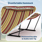 2 Person Double Hammock with Adjustable Steel Stand & Pillow, Heavy Duty Portable Outdoor Hammock Set, MAX 450 LBS Weight Capacity for Patio, Garden, Beach, Backyard