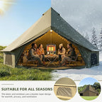 YOLENY Bell Tent, Yurt Tent 4/6/8/10 Person 4 Season Waterproof Glamping Tents w/Stove Jack for Family Camping Outdoor Party, Glamping Tents for Camping - 10/13.1/16.4FT