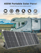 Greenmagic Portable 400 Watt Solar Panel, 39V 400W Foldable Panel Solar Charger Lightweight Durable Compatible with Most 40v Portable Solar Generator Power Station on The Market for RV Camping Home