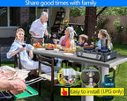Propane Stove 2 Burner Gas Stove Auto Ignition 26000 BTU Tempered Glass Propane Burner LPG with CSA Hose for Outdoor Cooking, Emergency