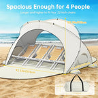 Beach Tent Sun Shelter, Beach Shade Tent with UPF50+ UV Protection, Sun Shelter for 1-4 Person, Beaches Shade with 2 Zippered Doors, Portable Tents for Camping Fishing, Beige
