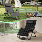 Amopatio Oversized Zero Gravity Chair, 33''W Reclining Camping Lounge Chair Upgraded Lock and Footrest, Cup Holder, Removable Cushion & Headrest Folding Patio Recliner for Indoor Outdoor