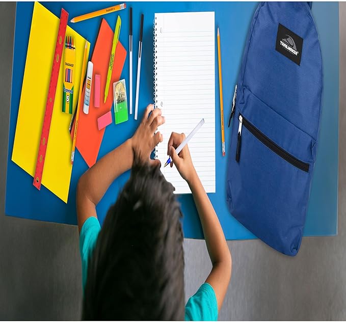 Trail maker Backpack with School Supplies for Kids - 20 Piece Back to School Supplies with 17" Backpack (Navy)