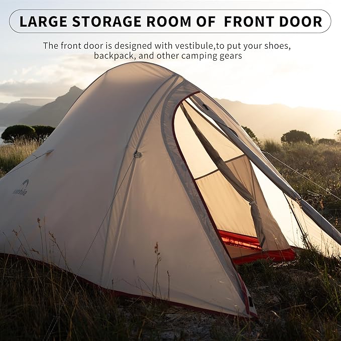 Naturehike Cloud-Up 2 Person Tent Lightweight Backpacking Tent with Footprint - Free Standing Ultralight Camping Hiking Backpack Tents Two Person Tent