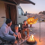 Rotating Rotisserie Grill Kit, Electric Dual Post Open Fire Spit Rotisserie Grill System,Cordless Battery Motor,with Spit Rod,for Outdoor Campfire Grilling,20LBS Capacity