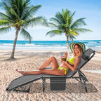Slsy Folding Lounge Chairs Outdoor, Adjustable Sleeping Cot Chair, Portable Folding Bed Cot Chaise Lounge Chairs for Outside Beach Lawn Camping Pool Sun Tanning