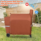 QuliMetal Pellet Grill Cover for Traeger Pro 34/780, Texas Elite 34, Eastwood 34 Series Pellet Grills, Z Grills 700/550/600, 600D Fade Resistant Full Length Grill Cover with Elastic Drawstrings, Brown