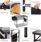 REDCAMP Folding Portable Grill Table with Sink for Outside, Lightweight Aluminum Metal Grill Stand Picnic Table for Camping Cooking BBQ RV Picnic, 2 Heights Adjustable,Black 36"x20"