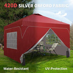 GDY 12x12FT Pop Up Canopy Tent with One Push Setup, Easy to Install with 4-Sidewalls for Events, Parties, Camping, Outdoor Gazebo with 4-Sandbags and Wheel Bag,Red.