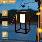 TRIROCKS 15'' High Outdoor Solar Lantern Portable Brightness LED Nightstand Lantern Metal Solar Lamp IP44 Waterproof Outdoor Table Lamps Cordless Lights for Patio Walking Reading Camping Garden(Black)