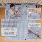 100% Cotton Sleeping Bag Liner with Full Length Zipper on 3 Sides; Single/Double Adult Sleep Sack for Travel & Camping, Multifunctional Travel Sheets (Unzipped 87”x87”) for Hotel, Lightweight