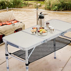 Folding Camping Table, Aluminum Folding Table with Carrying Handle, Lightweight, Portable Camping Table Waterproof for Outdoor Indoor Picnic Beach BBQ (White, 3ft)