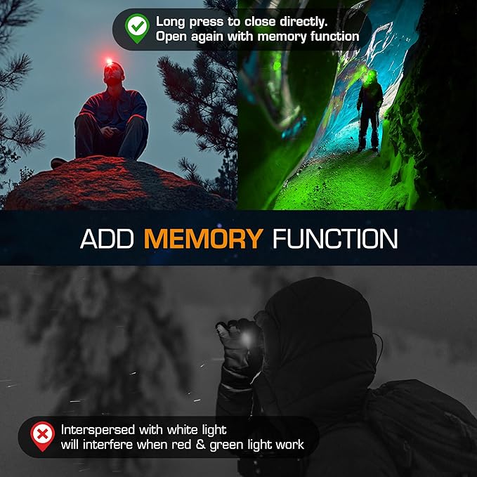EverBrite Rechargeable Headlamp, 2 Pack Kids Headlamp with White/Red/Green Light and Memory Function, Head Lamp for Adult and Kid with 5 Modes, 120° Adjustable LED Headlamp for Camping, Running-Green