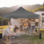 OLIXIS 10x10 Ft Waterproof Pop Up Canopy Tent, Portable Outdoor Shade Shelter with Sand Bags, Ideal for Beach, Backyard Parties & Events, Classic Grey