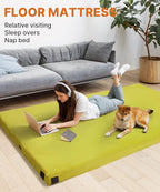 3 Inch Memory Foam Camping Mattress, Dual Layer Thick Sleeping Camp Pad for Car Tent Cot, Roll-Up Portable Glamping Floor Bed for Guests Sleepover