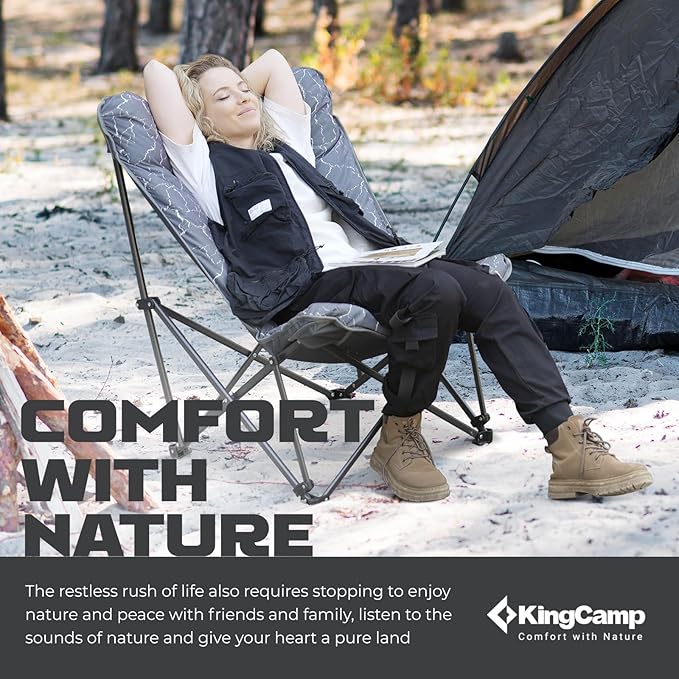 KingCamp Folding Comfy Butterfly Chair Oversized Padded Camping Chairs for Adults Comfortable Camp Chair 300lbs Heavy Duty with High Back for Outdoor Lawn Patio Bedroom Living Room Dorm