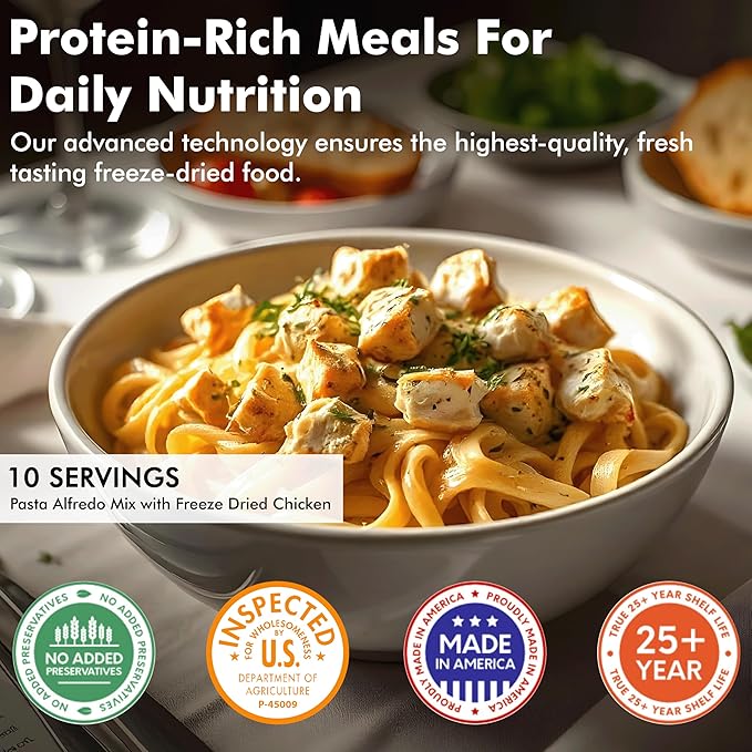 Numanna Family Pack with Meat Bucket 1,752 Servings | 12-Months Emergency Meals | Easy to Prepare for Everyday Use, Prepping & Camping | 25+ Year Shelf Life | Made in USA | Food-Grade Bucket