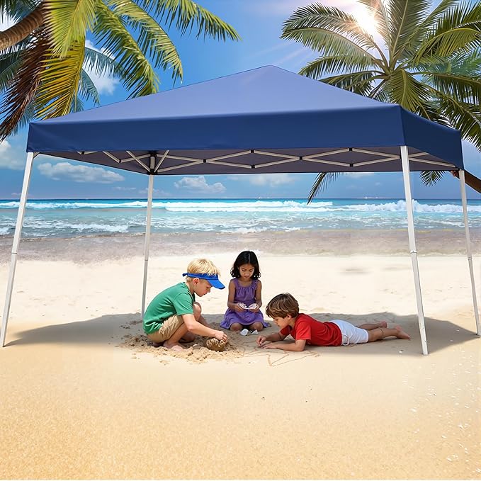 Canopy Tent 10x10, Pop Up Instant Sun Shade Shelter with Slant Leg for Events and Parties, Outdoor Portable Gazebo with Carrying Bag, Sunproof and Waterproof