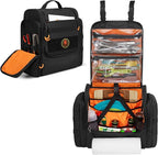 Large Tactical Camping Kitchen Organizer, Hanging Cookware Storage Bag with Paper Towel Holder & Multi Pockets, Portable Camp Utensil Organizer for BBQ Cooking Essentials, Black, Bag Only