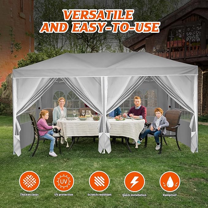 Heavy Duty Pop Up Canopy, Carport Canopy with UV Protection, Waterproof Fabric, Adjustable Heights, and Easy Assembly – Ideal for Outdoor Events, Camping, and Carports (10 x 20) (White)