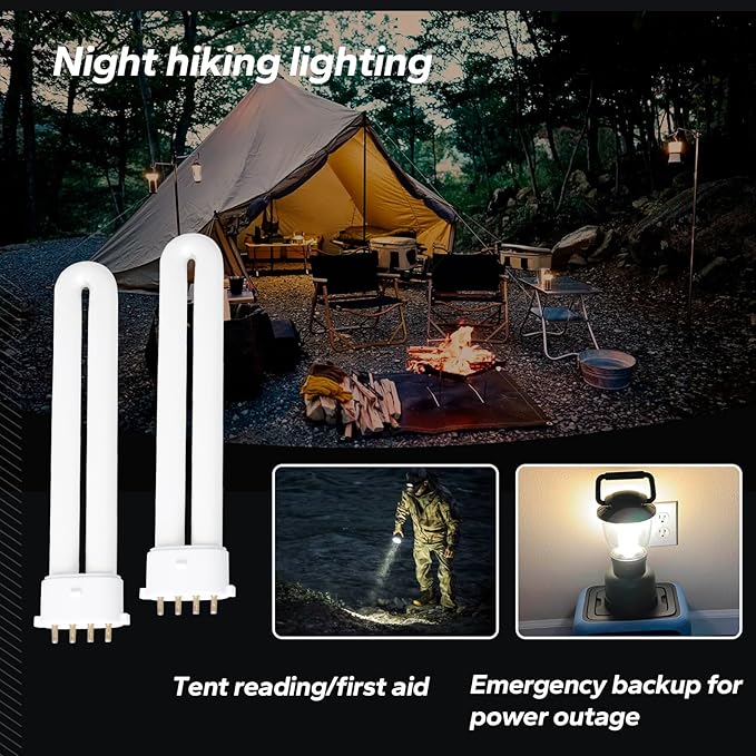 6400K 2G7 Base Camping Lantern Bulb Replacement for Rayovac F9w-1, Kandolite 96500, Coleman, Ozark Trail | 4 Pin, 580 Lumens, 10,000 Hour Lifespan