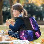 Galaxy Backpack for Men Wolf School Bag for Travel Lightweight Mens Bookbag with Lunch Box for Outdoor Hiking Camping Casual Daycare Back Pack
