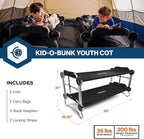 Disc-O-Bed Youth Double Cot Kid-O-Bunk, Modular for Bunk Beds, Dual Cots, or Bench with 2 Carry Bags for Portable Transport