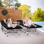 YITAHOME Camping Cots w/Mattress Portable Lounge Chair Outdoor Folding Cot Heavy Duty 575LB Capacity 1200D Oxford w/Carry Bag Travel Camp Bed for Camping, Office, Traveling, Black