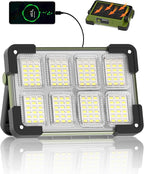 120W Solar Rechargeable Work Light, Portable Flood Light with Stand, 144 LED 10000LM Led Work Light with 4 Modes, IP66 Waterproof Outdoor Working Light for Emergency Repair Mechanic Camping
