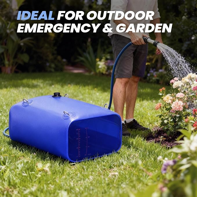 Large Capacity Water Storage Bladder with Visible Scale, Portable Water Tank Containers, Bladder Tank for Drought Resistance, Fire Prevention, Emergency, Outdoor & Irrigation (110L/29Gal, Blue)