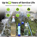 Purewell Outdoor Water Filter Personal Water Filtration Straw Emergency Survival Gear Water Purifier for Camping Hiking Climbing Backpacking