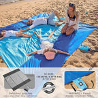 WEKAPO Beach Blanket Sandproof Waterproof, Extra Large Beach Mat, Oversized & Compact Sand Free, Quick Drying Beach Essentials for Vacation, Cruise, Picnic & Camping with Stakes