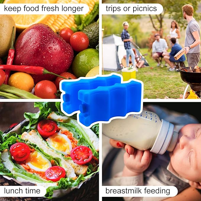 JMEXSUSS Reusable Ice Packs for Cooler, Long Lasting Breastmilk Bottle Storage, Freezer Packs Can Cooler for Lunch Boxes, Beer Soda, Camping