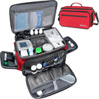 Mancro Medical Bags, Large Medication Storage Empty, Water Resistant Pill Bottle Organizer for Home, First Aid Responder Bag, Nurse Gifts, Red Medical Supply Organizer