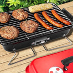 Portable Charcoal Grill, Tabletop Outdoor Barbecue Smoker, Small BBQ Grill for Outdoor Cooking Backyard Camping Picnics Beach,BLACK