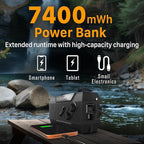 FosPower NOAA Emergency Weather Radio A1 7400mWh Portable Power Bank, AM/FM, USB/Solar/Hand Crank Charging, Battery Operated, SOS Alarm & Flashlight for Indoor/Outdoor Emergency - Black