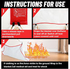 60 Pcs Emergency Fire Blankets for Home and Kitchen 40x40 Inch 20 Fiberglass Fire Suppression Blankets with 20 Fireproof Gloves & 20 Hooks for House Grill Fireplace Camping Car Warehouse Safety