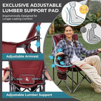 FUNDANGO Oversized Camping Chairs for Adults, Heavy Duty Fold Up Sports Games Lawn Chairs, Extra Wide Big Man Outdoor Chairs with Padded Lumbar Support Backrest, Bag Included for Camp, Beach, 2 Pack