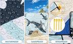 Beach Blanket Waterproof Sandproof Beach Mat 79" X 83"/10'x9'for 2-8 Adults Quick Drying Outdoor Picnic Mat Beach Accessories for Travel, Camping, Hiking