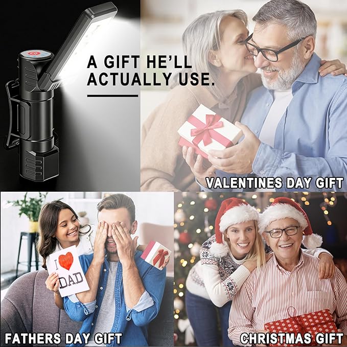 Grill Lights Men Gift Ideas - Magnetic Flashlight BBQ & Smoker Outdoor Kitchen Accessories, Birthday Valentine Fathers Day Stocking Stuffer, Portable Work Headlamp for Camping Repair Barbecue (1-Pack)