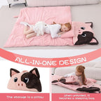 70" 4.2lbs Pig Thickened Kids Nap Mat for Preschool, Daycare,Kindergarten,Soft Washable for Boys and Girls, 2-in-1 Stuffed Animals Sleeping Bag and Pillow, Sleep Sack for Toddlers