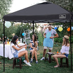 KAMPKEEPER 10x10 Pop Up Commercial Canopy Tent - Waterproof & Portable Outdoor Shade with Adjustable Legs, Air Vent, Carry Bag & Sandbags(Black)